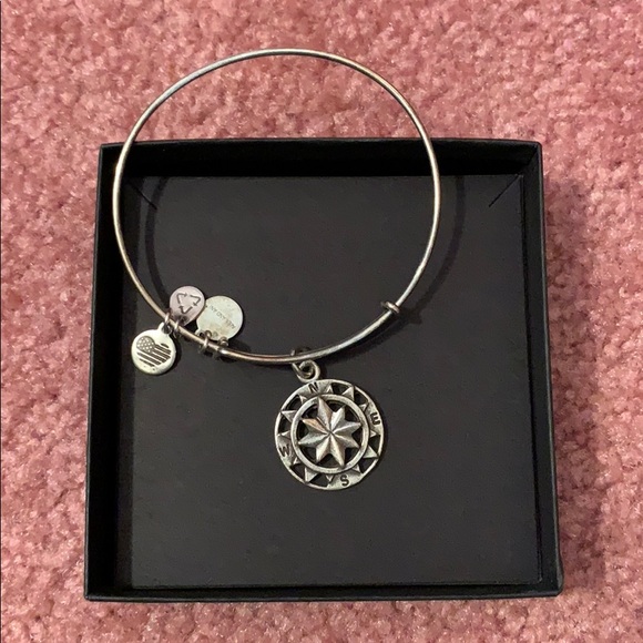 Alex and Ani compass bangle bracelet, silver - Picture 1 of 3